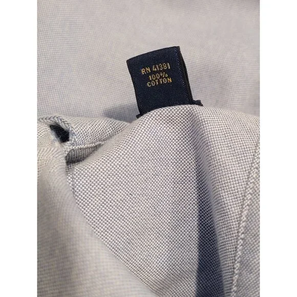 NWT Ralph Lauren Blue Classic Oxford Button-Down Shirt w/ Fringe Raw Hem Men's L - Picture 8 of 9